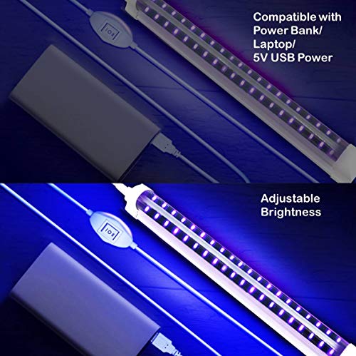 LED Black Light, 10W USB Compatible UV LED Blacklight Tube for Blacklight Bulb Replacement, Glow in the Dark, Halloween, Posters, Blacklight Parties, Fluorescent Glow