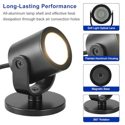 LED Spotlight Indoor 2W USB Powered 360 Degree Rotating Mini Display Accent Light for Pictures Paintings Plants Shelves Cabinet Showcase, 3 Pack Cool White 4000K - color: Neutral White