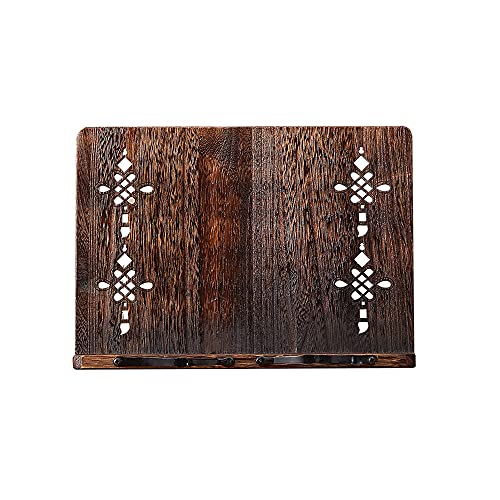 Book Stand with Page Clips, Foldable Reading Rest Holder, Portable Desk Bookrest, Cookbook/Tablet PC/Music Document Stand, Adjustable Wood Reading Frame (Chinese Knot, 13.2 x 9.5 inches) - color: Chinese Knot, size: 13.2 x 9.5 inches