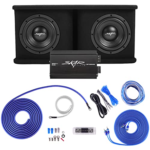 Skar Audio Dual 8" Complete 1,400 Watt SDR Series Subwoofer Bass Package - Includes Loaded Enclosure with Amplifier - size: Dual 8" D4 Loaded Enclosure with Amplifier