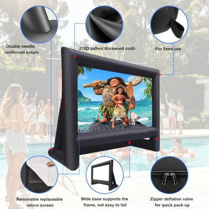 GYUEM 22 feet Inflatable Projector Screen Indoor Outdoor Movie Screens | Theater Movie Screens, Includes Rope, Blower, Tent Stakes, Watch Movies, Great for Outdoor Party, Backyard, Pool - size: 22FT