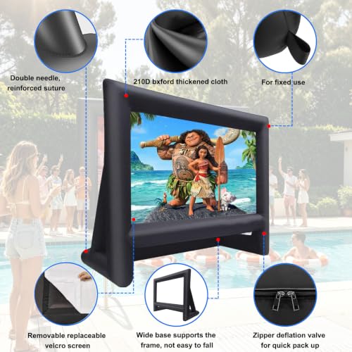 GYUEM 21FT Inflatable Projector Screen Outdoor Movie Screen | Blow Up for Movie Parties Backyard Outside, Air Blower, Carry Bag, Front and Rear Projection, Portable Home Theater, Indoor - size: 21FT