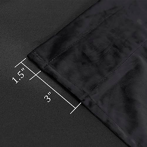 Hiasan Black Velvet Blackout Curtains 63 inch, Set of 2 Panels, 52W x 63L - color: Black, size: 52"W x 63"L (Pack of 2)
