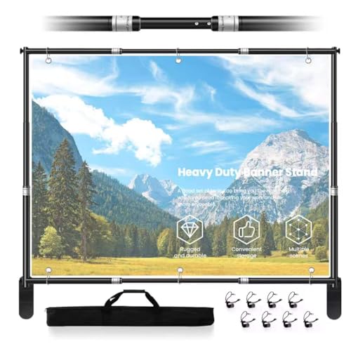 Jiang&Rong 10 x 10ft Heavy Duty Backdrop Stand Kit (Black) | Adjustable Step and Repeat Banner Stand for Photography, Trade Shows, Photo Booths, Events - color: Black