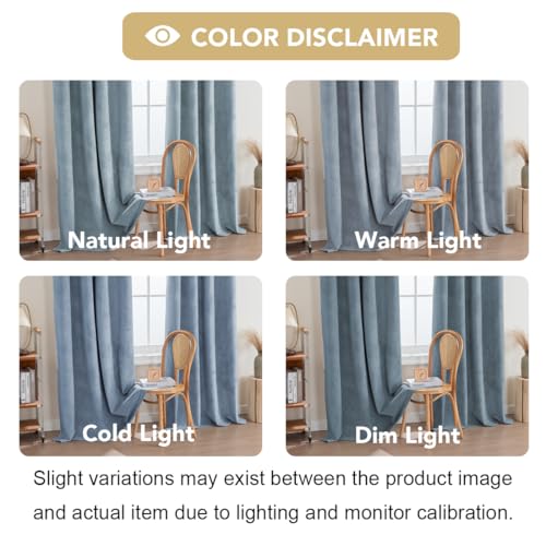 H.VERSAILTEX Velvet 100% Blackout Curtains for Living Room Full Light Blocking Curtains Thermal Insulated Room Window Drapes Soft Luxury Curtains Grommet Top 2 Panels (55" W x 63" L, Stone Blue) - color: Stone Blue, size: 55"W x 63"L (Pack of 2)