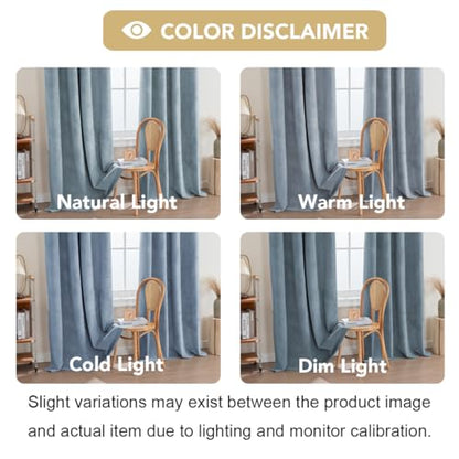 H.VERSAILTEX Velvet 100% Blackout Curtains for Living Room Full Light Blocking Curtains Thermal Insulated Room Window Drapes Soft Luxury Curtains Grommet Top 2 Panels (55" W x 63" L, Stone Blue) - color: Stone Blue, size: 55"W x 63"L (Pack of 2)
