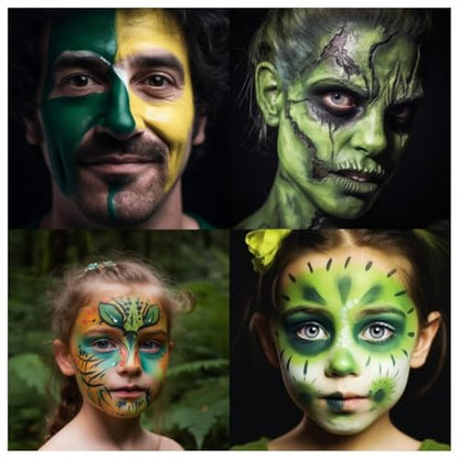 BADCOLOR Green Face Body Paint Stick, St Patrick's Day Blendable Eye Black Deep Green Face Painting Kit for Sports Camo, Halloween SFX Makeup Cosplay Joker Zombie Vampire Costume Parties - color: 1PCS Green