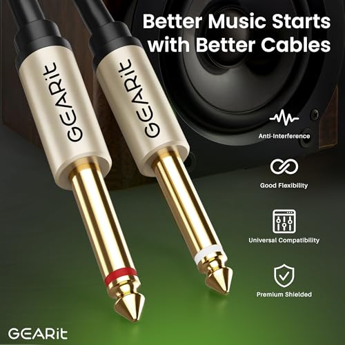 GEARit XLR Male to Dual 1/4 inch Cable (3.3ft) Y-Cable Splitter Adapter Cord TS Mono Stereo, Compatible with Guitar, Bass, Instruments, Mixer, Amps, Speakers, Audio Recording, PC, 3.3 Feet - size: 3.3 Feet