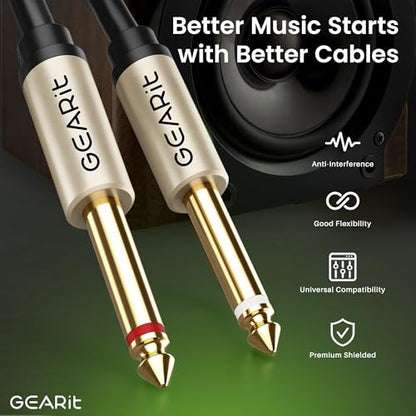 GEARit XLR Male to Dual 1/4 inch Cable (3.3ft) Y-Cable Splitter Adapter Cord TS Mono Stereo, Compatible with Guitar, Bass, Instruments, Mixer, Amps, Speakers, Audio Recording, PC, 3.3 Feet - size: 3.3 Feet