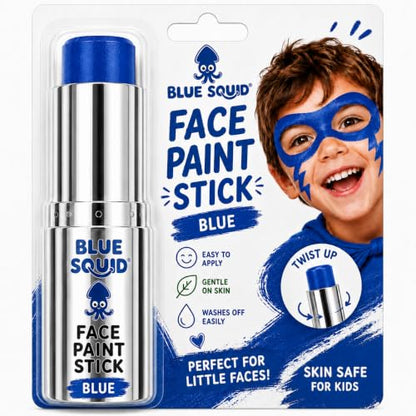 Blue Squid Blue Face Paint Stick - Water based Body Paint for Adults & Kids - Vegan Hypoallergenic Twist-Up Non-Toxic Makeup Stick for Cosplay, & SFX (Blue) - color: Blue