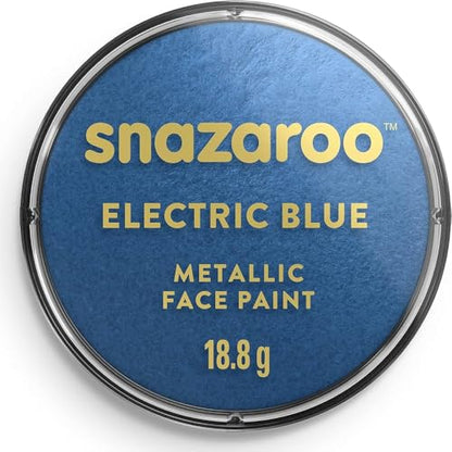 Snazaroo Metallic Face and Body Paint, 18.8g Pot, Electric Blue | Non-Toxic Hypoallergenic, Safe, Washable, Face & Body Paint for Halloween, Cosplay Costumes, Dress Up, Parties and Festivals - color: Electric Blue, style: 18.8g (0.66-oz) Pot