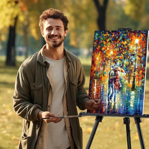 RRFTOK 6 Pack 17-66 Inch Art Easel Stand for Painting and Sign, Black | Portable folding metal tripod easel for display stand, canvas holder, adults, floor, sign, poster board and travel use - style: 66B 6-Pack
