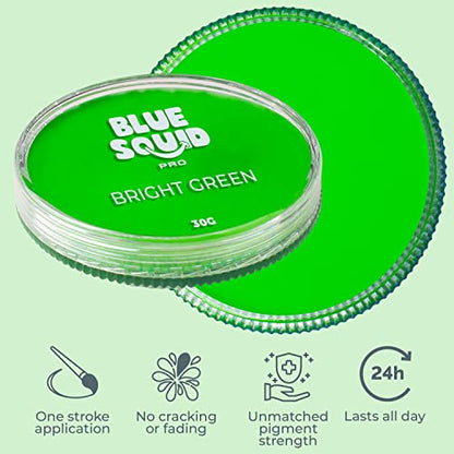 Blue Squid PRO Face Paint - Professional Water Based Single Cake Facepaint & Body Paints - SFX Makeup, Face Painting for Costume, Halloween, Cosplay - Classic Bright Green 30g / 1oz - color: Classic Bright Green 30g