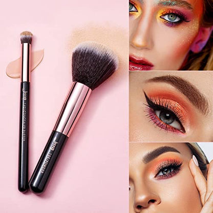 Jessup Brand 25pcs Professional Makeup Brush Set Beauty Cosmetic Foundation Powder Blusher Eyeshadow Blending Natural-Synthetic Hair Brushes Set (Black/Rose Gold) - color: R-Black/Rose Gold