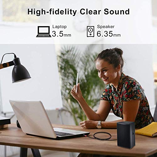 SHULIANCABLE 3.5mm to 6.35mm Stereo Audio Cable, 6.35 1/4" Male to 3.5 1/8" Male TRS Stereo Audio Cable for Guitar,iPod, Laptop, Home Theater Devices,Smartphones,and Amplifiers (3.3Ft/1M) | 6.35 1/4" to 3.5 1/8" Male TRS Stereo Audio Cable for Guitar,iPod