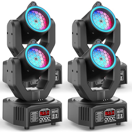 4-Pack Wiwreenm Mini Moving Head Light,30W LED Stage Lighting with Remote Control – Dot Beam/Pattern/Starry Sky Effects for Weddings, DJs, Disco, Church & Bar - color: 4-PACK