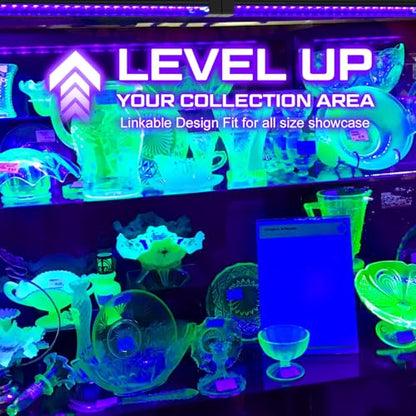 365NM UV Black Light Bar, 18W LED Blacklight Strip, 16inch Linkable UV Blacklights with Switch for Uranium Glass & Mineral Display, Glow Party, Halloween,2 Pack - style: 18W-2PACK