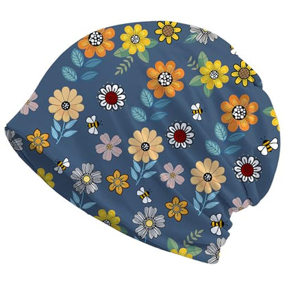 Art Owl Women's Slouchy Beanie Hat Cute Turban Hats Cancer Headwear Caps Baggy Skull Sleep Scarf - color: Cartoon Bee Flower