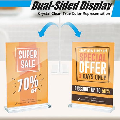15pcs, Acrylic Sign Holder 5x7, Acrylic Frame, 5x7 Acrylic Sign Holder, Table Sign Holders, Table Tents, Clear Display Stand, Paper Stand, Suitable For Offices, Restaurants, Exhibitions, And Shops