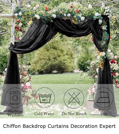 ShinyBeauty Black Chiffon Curtain 2 Panels 2.4ft x 7ft Tulle Backdrop Curtains Window Voile Curtain 84 inch Blackout Curtains Sheer Backdrop Curtains Rod Pocket Elegant Curtains - color: Black, size: 29"W x 84"L (Pack of 2)