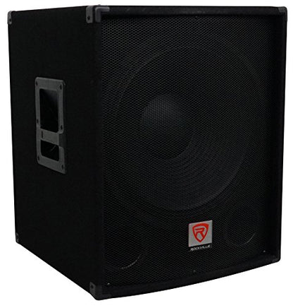 Rockville SBG1184 18" 1000W Pro DJ Subwoofer Bundle with WH4 Caster Wheels | Passive, 4 Ohm, SpeakON/1/4" In/Out, 500W RMS, 96dB, Pole Mount, Dual Ported MDF, 3" Locking Swivel Steel Wheels, 2-Items