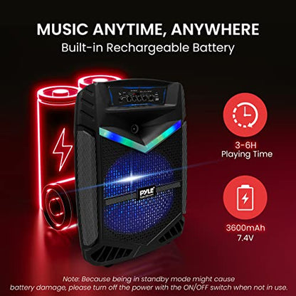Pyle Portable Bluetooth PA Speaker System - 800W Rechargeable Outdoor Bluetooth Speaker Portable PA System w/ 12” Subwoofer 1” Tweeter, Recording Function, Mic In Party Lights USB/SD Radio- PPHP1242B - size: 12 in