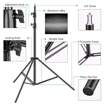 Neewer Light Stands 10 Feet/3 Meters, Pro Heavy Duty Spring Cushioned, All Metal Locking Collars, Set of 2 (Black Finish) with Carry Bags and Sandbags for Photo Video Photography HTC Vive, etc | All Metal Locking Collars, Set of 2 (Black Finish) with Carr