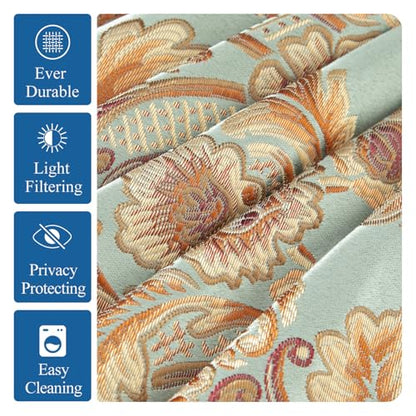 Leeva Blue Damask Waterfall Valance 39x45, Luxury European Jacquard Window Treatment with Tassels, Rod Pocket Swag Curtain Topper for Living Room Bedroom - color: *Blue, size: 39"W x 45"L (Pack of 1)