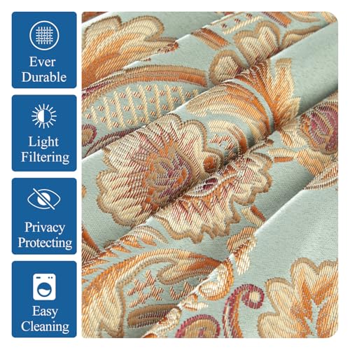 Leeva Royal European Waterfall Valance Curtains - Deluxe Sky Blue Swag with Rope Tassels, 79-Inch Wide Damask Jacquard Valances for Living Room, Rod Pocket Top - color: *Blue, size: 79"W x 45"L (Pack of 1)