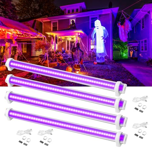 Black Light Bar 15W 1ft LED Blacklight for Glow Party Fluorescent Tapestry Poster Body Paint Plug-in UV Strip Lights for Cabinet and Display,GPRK, 4 Packs
