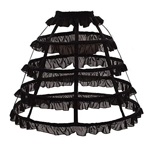GRACEART Victorian Dress Pannier Hoop Skirt Bustle Cage Skirt - color: Black-4 Hoops