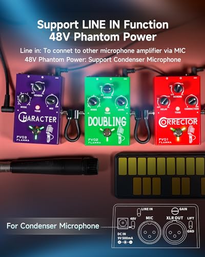 FLAMMA FV03 Vocal Effects Pedal Voice Processor Vocal Amplifier Stompbox Voice Changing Sounds Like Robot Male Female Baby with Delay Reverb Effects for Polishing Up Vocals Includes Guitar Playing - color: FV03 Voice Change