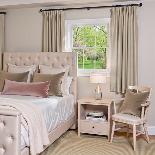 Lazzzy Beige Velvet Curtains Neutral Rod Pocket 52×72 Inch 2 Panels | Soft Velvet, Room Darkening, For Small Windows, Kitchens & Bathrooms, Light Shifting Texture, Elegant Drape, Cozy - color: R | Beige, size: 52"W x 72"L (Pack of 2)
