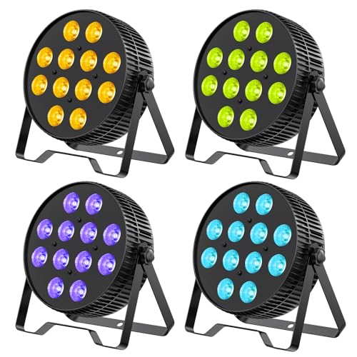 Big Dipper LED Stage Lights Par Lights 12×18W RGB+Amber+Lime+UV 6in1 Bright Lighting with Strobe/Wash Effect DMX512 Sound-Activated for Event Concert Club Church 4 Pack