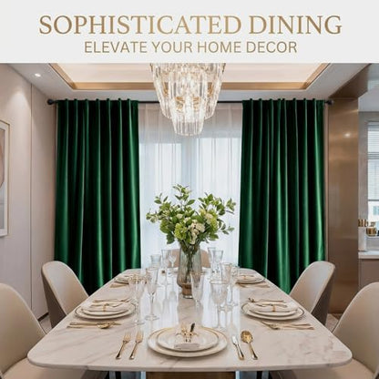 Emerald Green Velvet Curtains 96 inches Room Darkening Thermal Insulated | Super Soft, 2 Panels, Window Drapes with Back Tab & Rod Pocket for Living Room Bedroom, 52" W x 96" L - color: Emerald Green, size: 52"W x 96"L (Pack of 2)