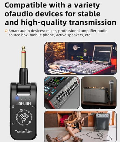Wireless in Ear Monitor System 2.4G in-Ear Monitoring, Wireless IEM System with Transmitter Clip on Receiver Automatic Pairing in-Ear Monitoring forLive Performance Studio,Guitar,DJ