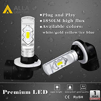 Alla Lighting 3800lm PGJ13 Base 889 881 LED Fog Light Bulbs, Red Xtreme Super Bright H28 886 888 894 896 898 ETI-SMD Replacement - color: 800K Red