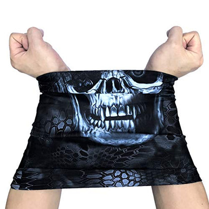 Neck Gaiter Shield Scarf Bandana Face Mask Seamless UV Protection for Motorcycle Cycling Riding Running Headbands - color: Skull Teeth-black