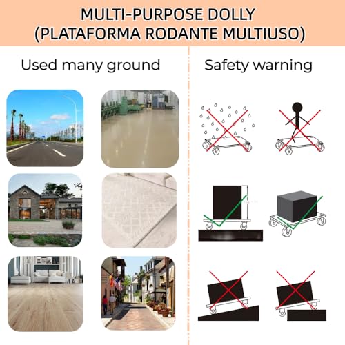 Furniture Dolly 4 Wheels Heavy Duty Spliceable Wood Platform Dolly 2 Pack, 1100 lbs Load Capacity Wood Pallet Jack, Furniture Moving Wooden Appliance Mover with 4 Soft Rubber Silent Wheels - size: Spliceable Rectangle Furniture Dolly