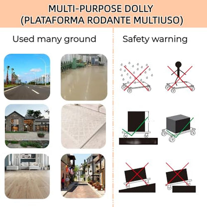 Furniture Dolly 4 Wheels Heavy Duty Spliceable Wood Platform Dolly 2 Pack, 1100 lbs Load Capacity Wood Pallet Jack, Furniture Moving Wooden Appliance Mover with 4 Soft Rubber Silent Wheels - size: Spliceable Rectangle Furniture Dolly