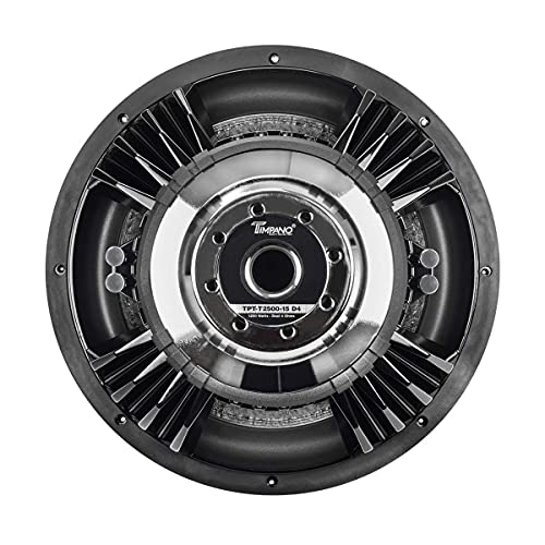 Timpano 15 Inch Subwoofer D4 2500 Watts Max Power Dual 4 Ohm, 15 Subwoofer Speaker 23.5 mm High Xmax, TPT-T2500-15 D4, 3 in Voice Coil, Competition Sub Woofer for Car Audio Systems (Single) - size: 15 Inch - Dual 4 Ohm