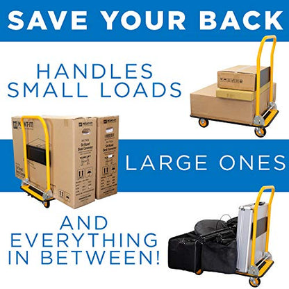 Mount-It! Heavy Duty Folding Hand Truck Dolly Platform Truck, 660 lb Flatbed Cart with Wheels, Foldable Platform Cart with 360° Swivel Casters, Push Cart for Moving Boxes & Furniture (MI-921) - size: 660 Lbs Fixed