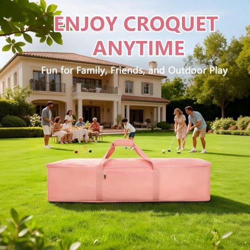 39'' Croquet Set Storage Bag, Travel Sports Carrying Bag for Croquet Set | Large Capacity, Croquet Mallet Storage Goalball Bat Organizer, for Holding 6 or 8 Players Set, Croquet Stick Tote, Bag Only