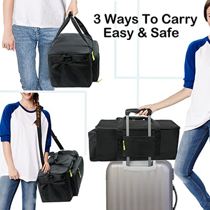 MYBAGZING Dj Cable Bag-24 Large Dj Cable File Bag-Dj Cabel Organizer Case-Travel Gig Bag-DJ Gear Bag for Dj Accessories-Dj Equipment Case with Padded Bottom and Divdiers - color: Neon