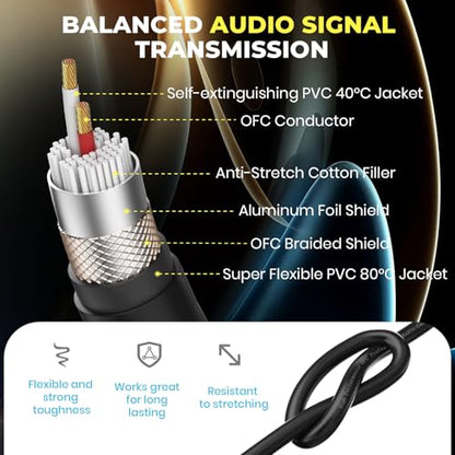 DMX Cable 15ft 2 Pack, 3-Pin Gold Plated XLR Male to Female Cables - color: Black and Orange, size: 15FT