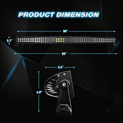 Nilight - 71015C-A 50Inch 288W Curved LED Work Light Driving Fog Lamp LED Light Bar Offroad Lighting for SUV UTE ATV Truck 4x4 Boat, 2 years Warranty - size: 50Inch Curved Light Bar