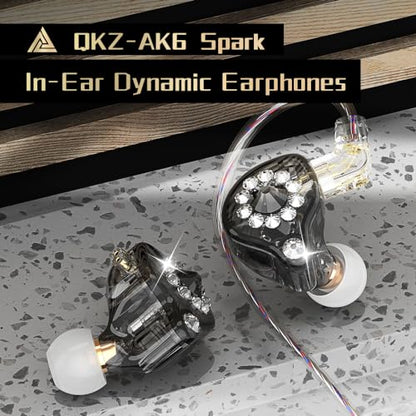 Wired Gaming Earbuds AK6 SPARK Detachable IEM Bass Sound Headphones Black | 1DD HiFi in Ear Monitor 11mm Dynamic Driver for Video Music Gaming NO MIC - color: Dark BLACK
