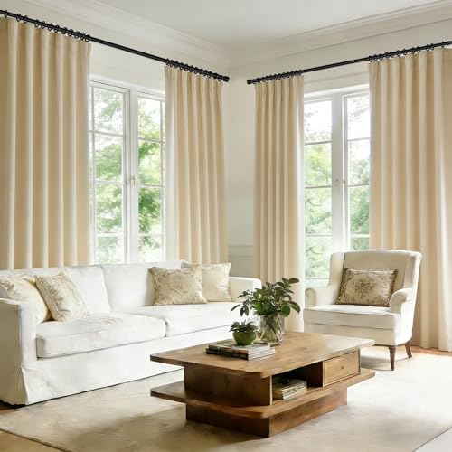 Room Divider Blackout Curtain Track Curtains Wall Dividers Panels Screen for Living Rooms Bedroom Office Privacy Partition Separation, W52 × L108 Inch,1 Panel, Beige - color: Beige, size: 52"W x 108"L (Pack of 1)