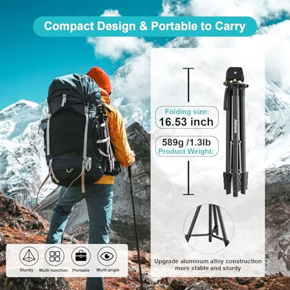 71 Inch Lightweight Tripod for Camera & Phone with Wireless Remote | Comes with phone holder and carry bag,travel-friendly,2-in-1 selfie stick and tripod design,Aluminum portable alloy body