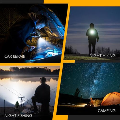FORTO Rechargeable Spotlight 1400 Lumens – Zoomable Handheld LED Flashlight, 8H Battery, 2700ft Beam, Adjustable Focus & Stand for Camping Hunting Emergency – Great Gift - color: Yellow